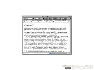 Rafﬁ Krikorian / raﬃ.krikorian@gmail.com / 9 March 2015 
Software Architecture Conference 2015
 