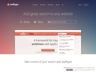 Rafﬁ Krikorian / raﬃ.krikorian@gmail.com / 9 March 2015 
Software Architecture Conference 2015
 