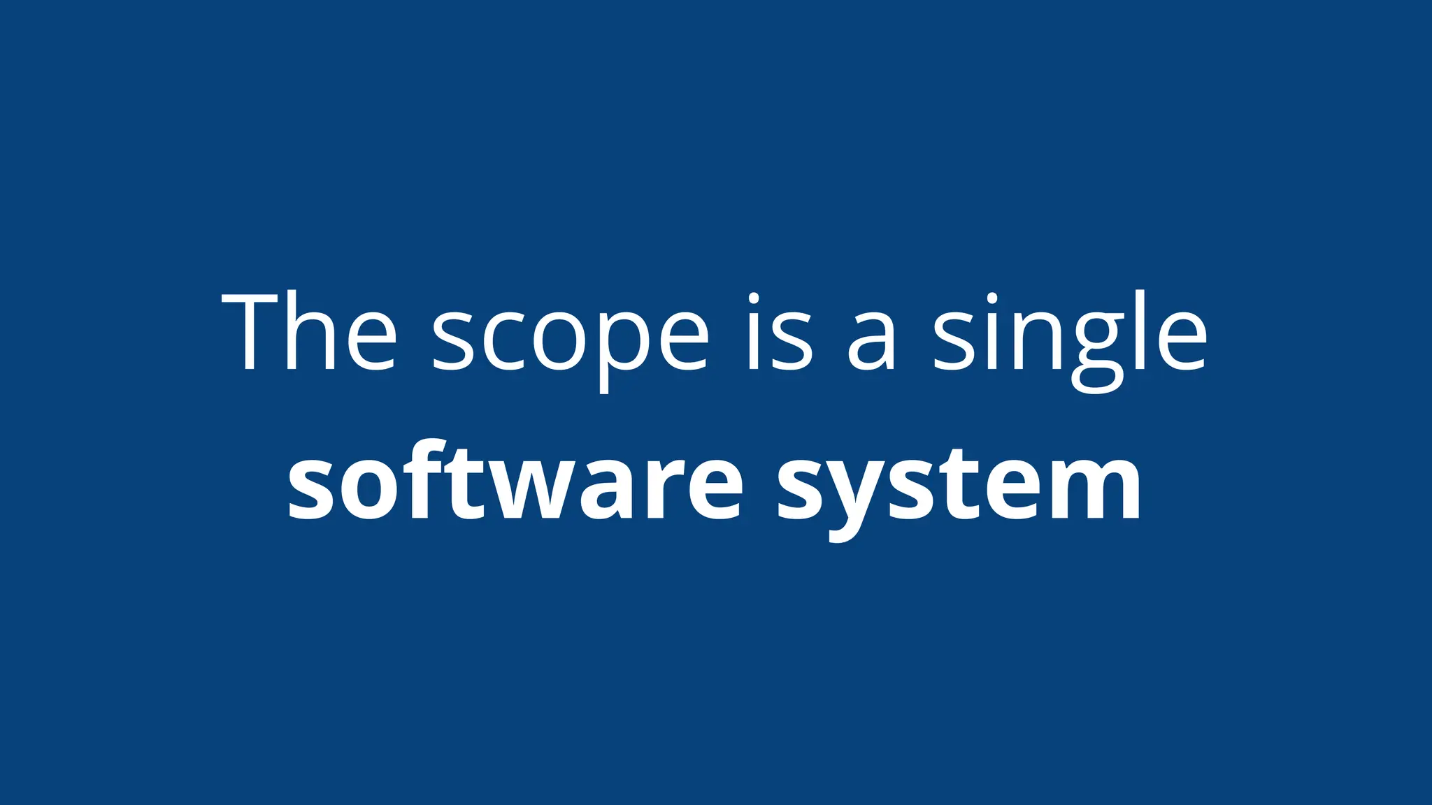 The scope is a single
software system
 