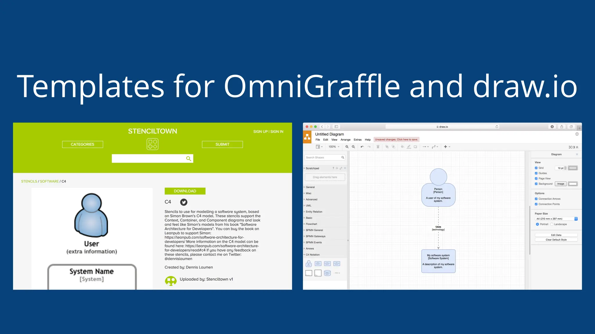 Templates for OmniGraﬄe and draw.io
 