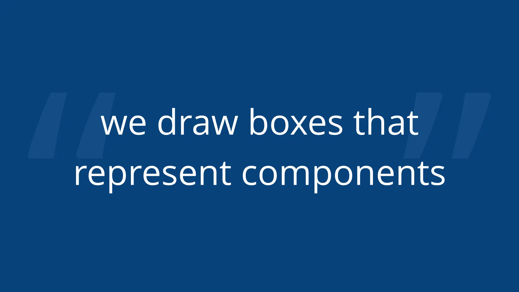 “ ”
we draw boxes that
represent components
 