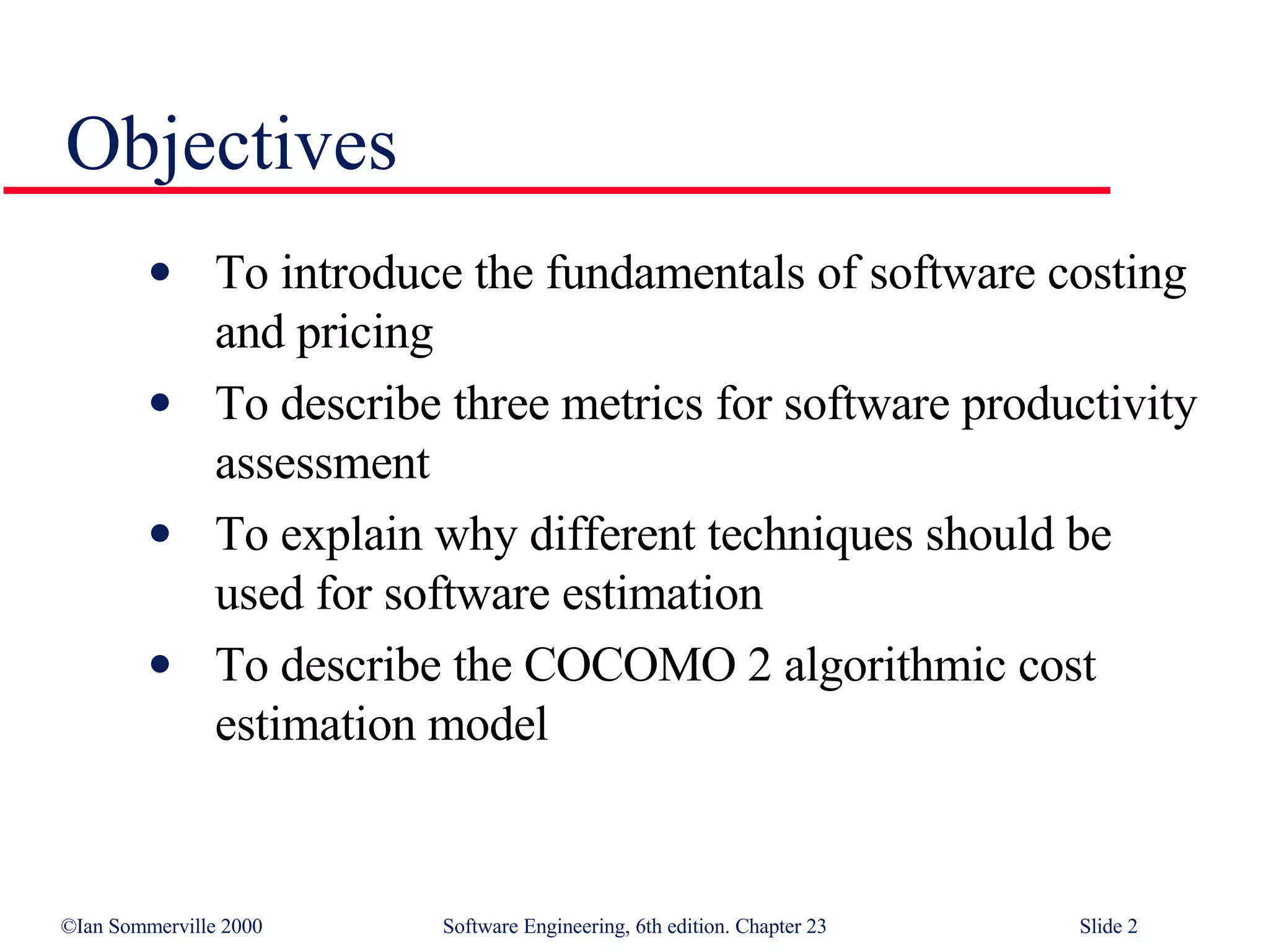Software Cost Estimation in Software Engineering SE23 | PPT
