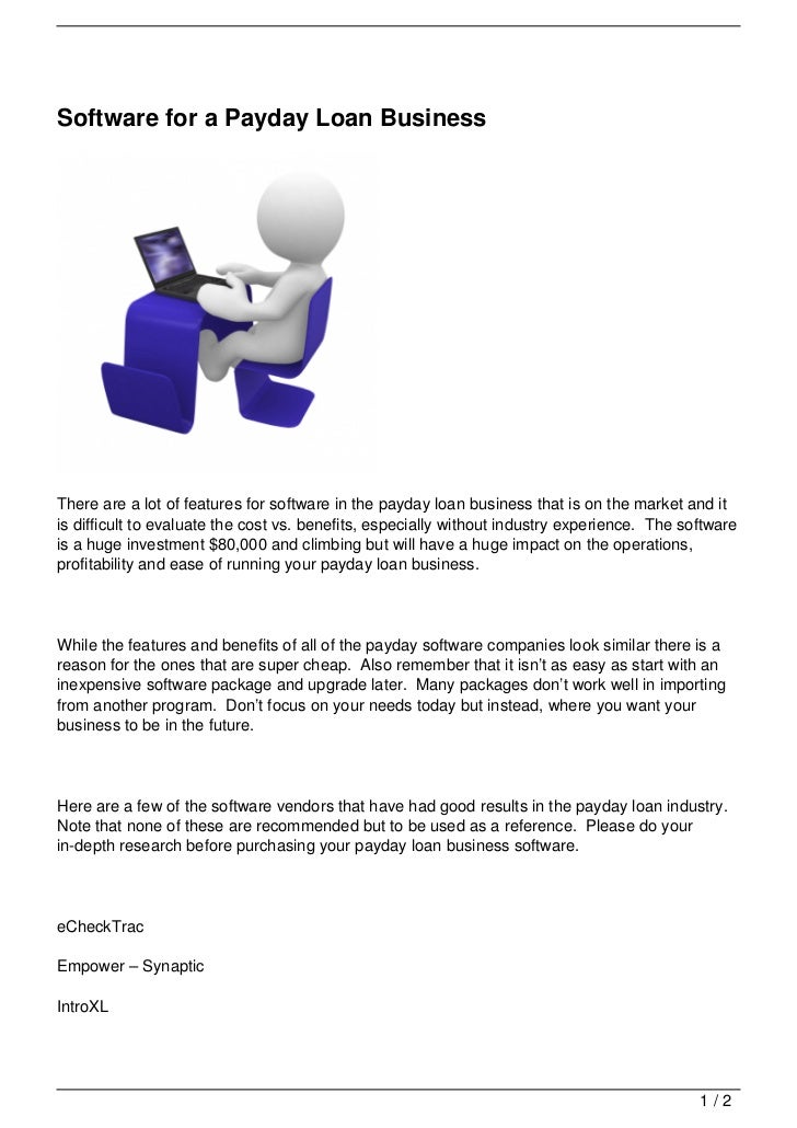 Software for a Payday Loan Business