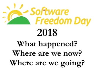 2018
What happened?
Where are we now?
Where are we going?
 