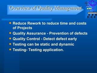 Overview of Quality Management ,[object Object],[object Object],[object Object],[object Object],[object Object]