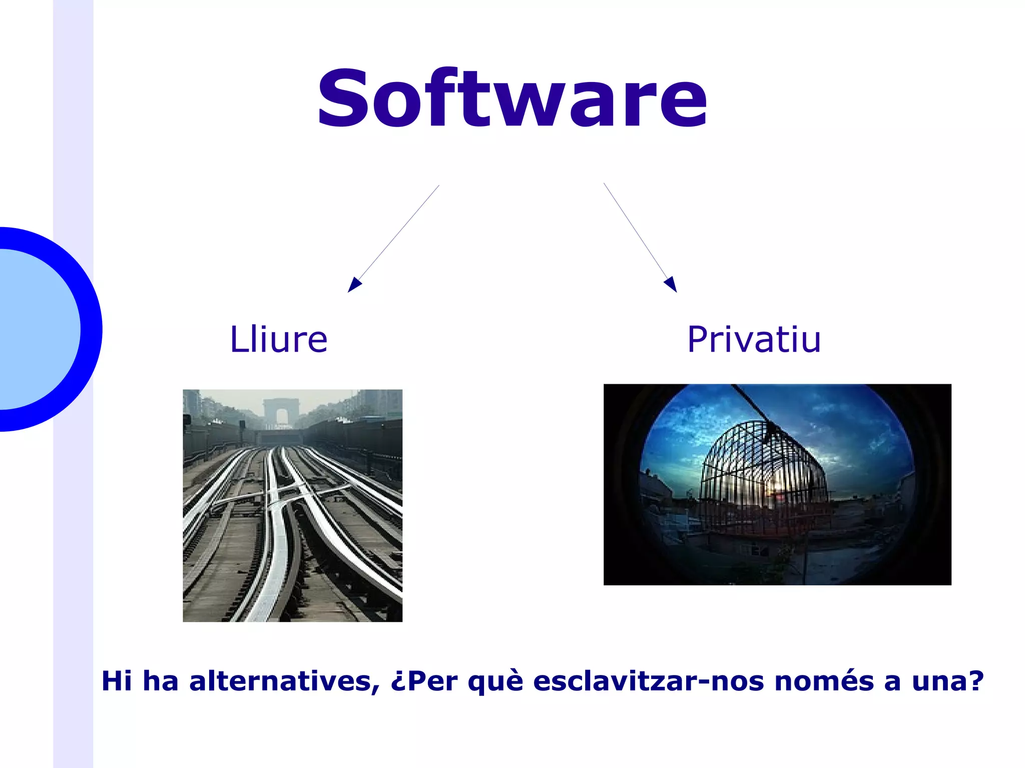Software Lliure Privatiu Hi ha alternatives, ¿Per què esclavitzar-nos només a una? 
