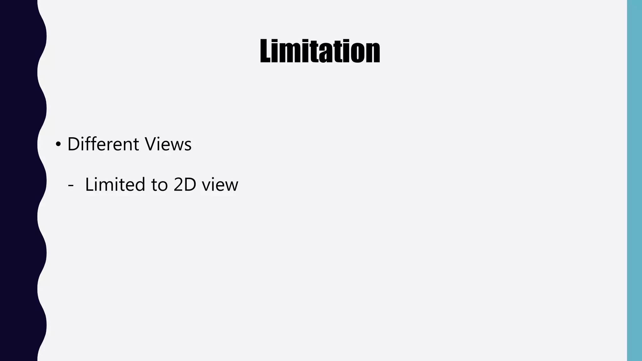 Limitation
• Different Views
- Limited to 2D view
 