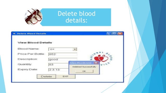 online blood banking srs B) project goals and objectives the goals and objectives of the blood bank management system are as follows: 1 to provide a means for the blood bank to publicize and advertise blood donation. online blood banking srs B) project goals and objectives the goals and objectives of the blood bank management system are as follows: 1 to provide a means for the blood bank to publicize and advertise blood donation.