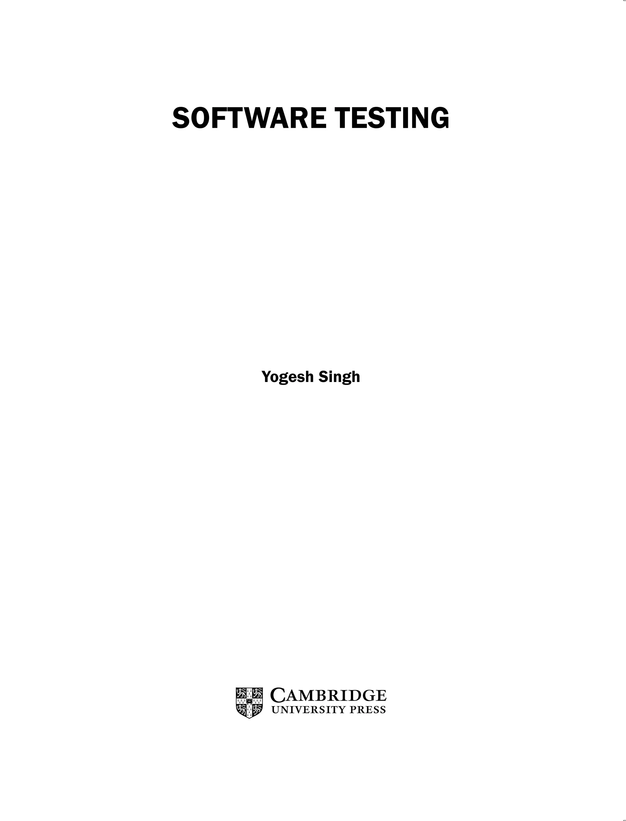SOFTWARE TESTING
Yogesh Singh
 