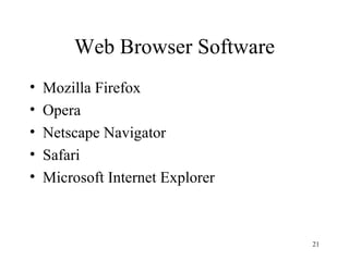 Web Browser Software Mozilla Firefox Opera Netscape Navigator Safari Microsoft Internet Explorer 