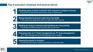 Battery Ventures Company Confidential | 36
2017
Top 5 execution missteps and tactical advice
Equating early product-market...