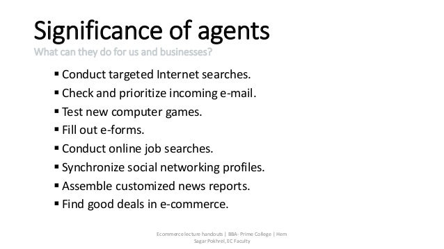 Software Agents Their Taxonomy Ecommerce a Handout