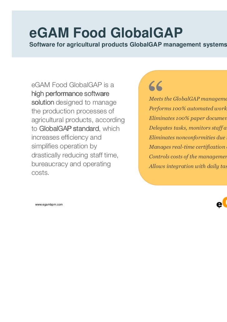 Software for agricultural products GlobalGAP management system eGAM
