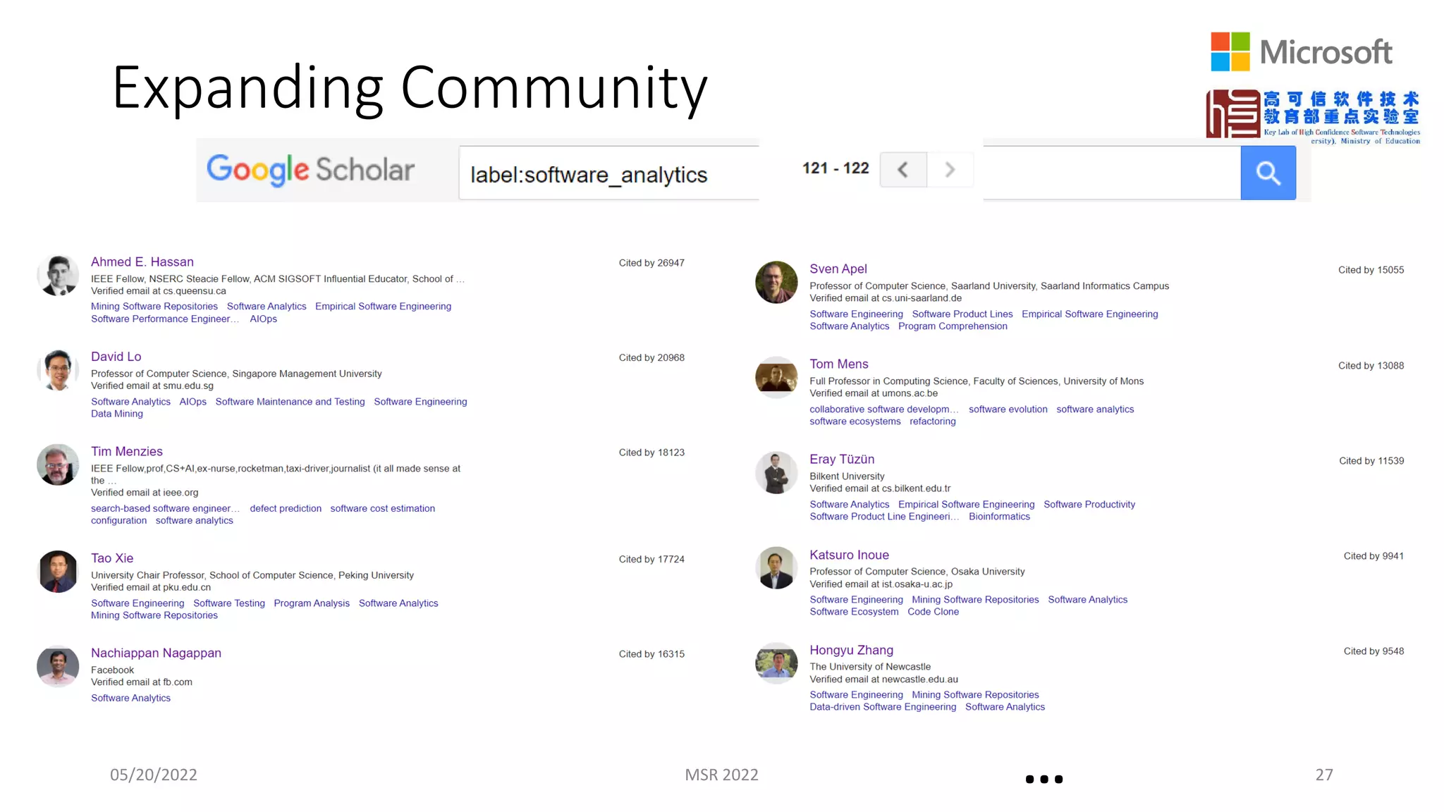 Expanding Community
05/20/2022 MSR 2022 27
...
 