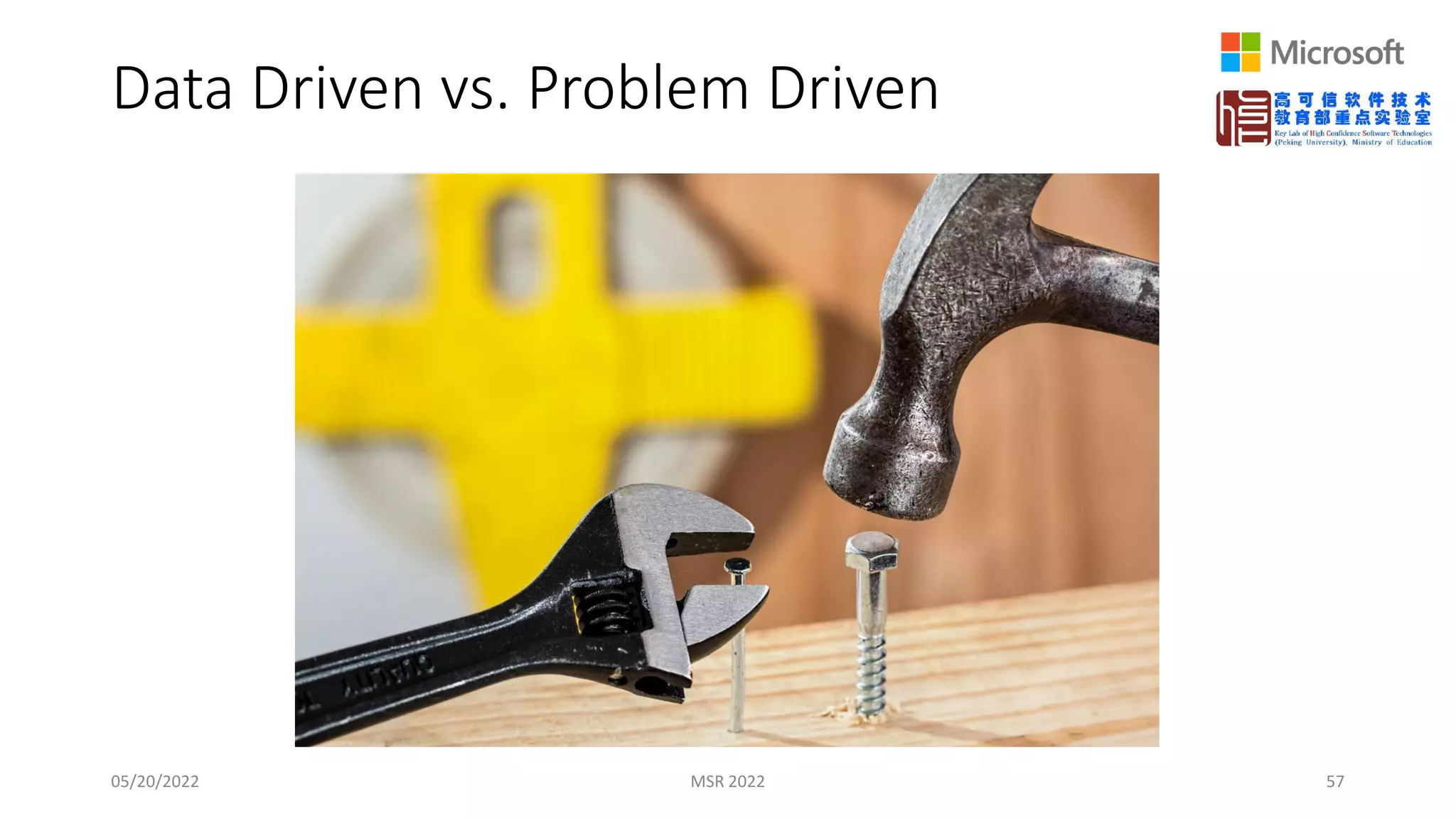 Data Driven vs. Problem Driven
05/20/2022 MSR 2022 57
 