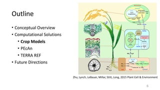 Outline
• Conceptual	Overview	
• Computational	Solutions	
• Crop	Models	
• PEcAn	
• TERRA	REF	
• Future	Directions
Zhu,	Lynch,	LeBauer,	Millar,	Stitt,	Long,	2015	Plant	Cell	&	Environment
6
 
