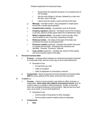 Software Applications for Business Notes | PDF