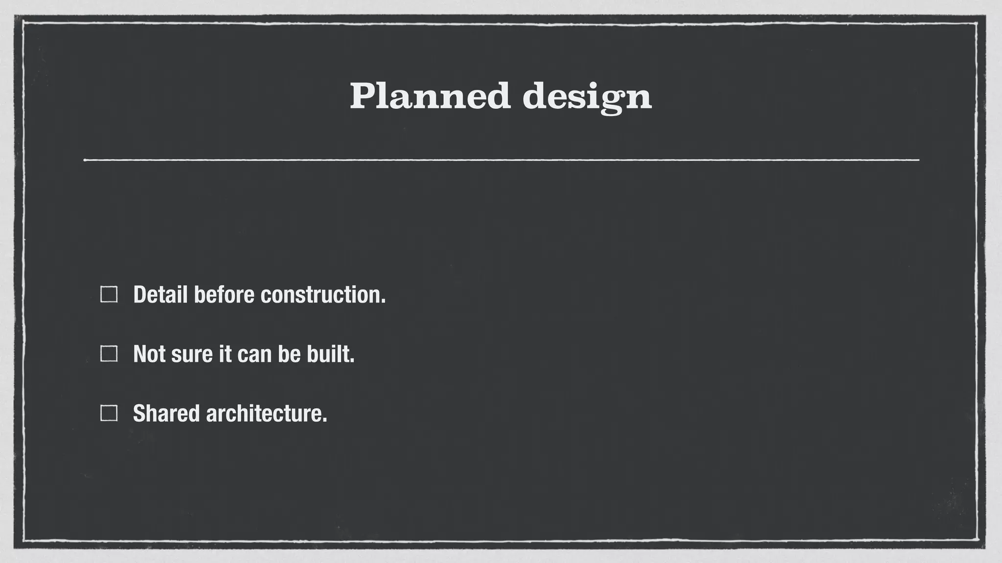 Planned design
Detail before construction.
Not sure it can be built.
Shared architecture.
 