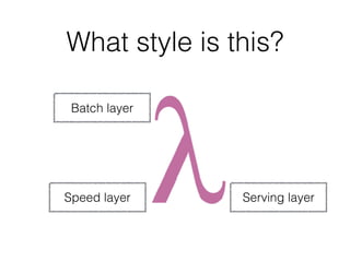 What style is this?
Batch layer
Serving layerSpeed layer
 