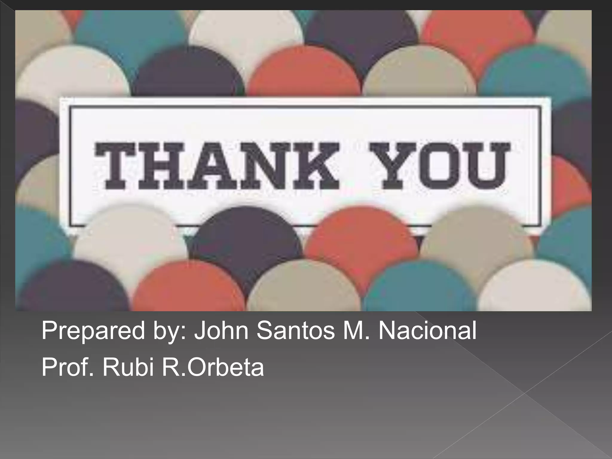 Prepared by: John Santos M. Nacional
Prof. Rubi R.Orbeta
 
