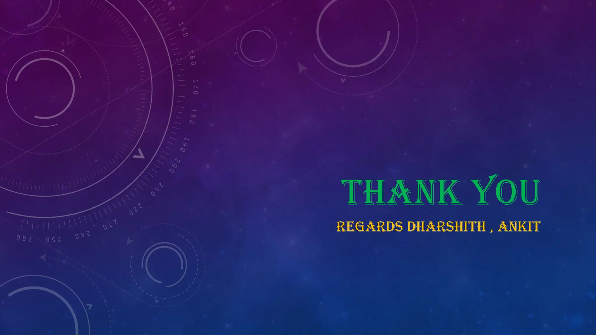 THANK YOU
REGARDS DHARSHITH , ANKIT
 