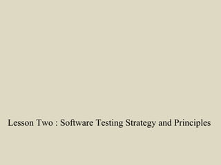 Lesson Two : Software Testing Strategy and Principles
 