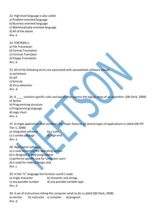 Software Concepts MCQ Computer Objective Questions | PDF