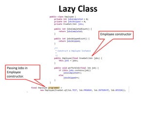 Lazy Class
Employee constructor
.
Passing Jobs in
Employee
constructor.
 