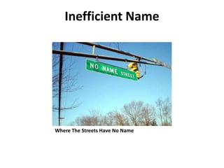 Inefficient Name
Where The Streets Have No Name
 