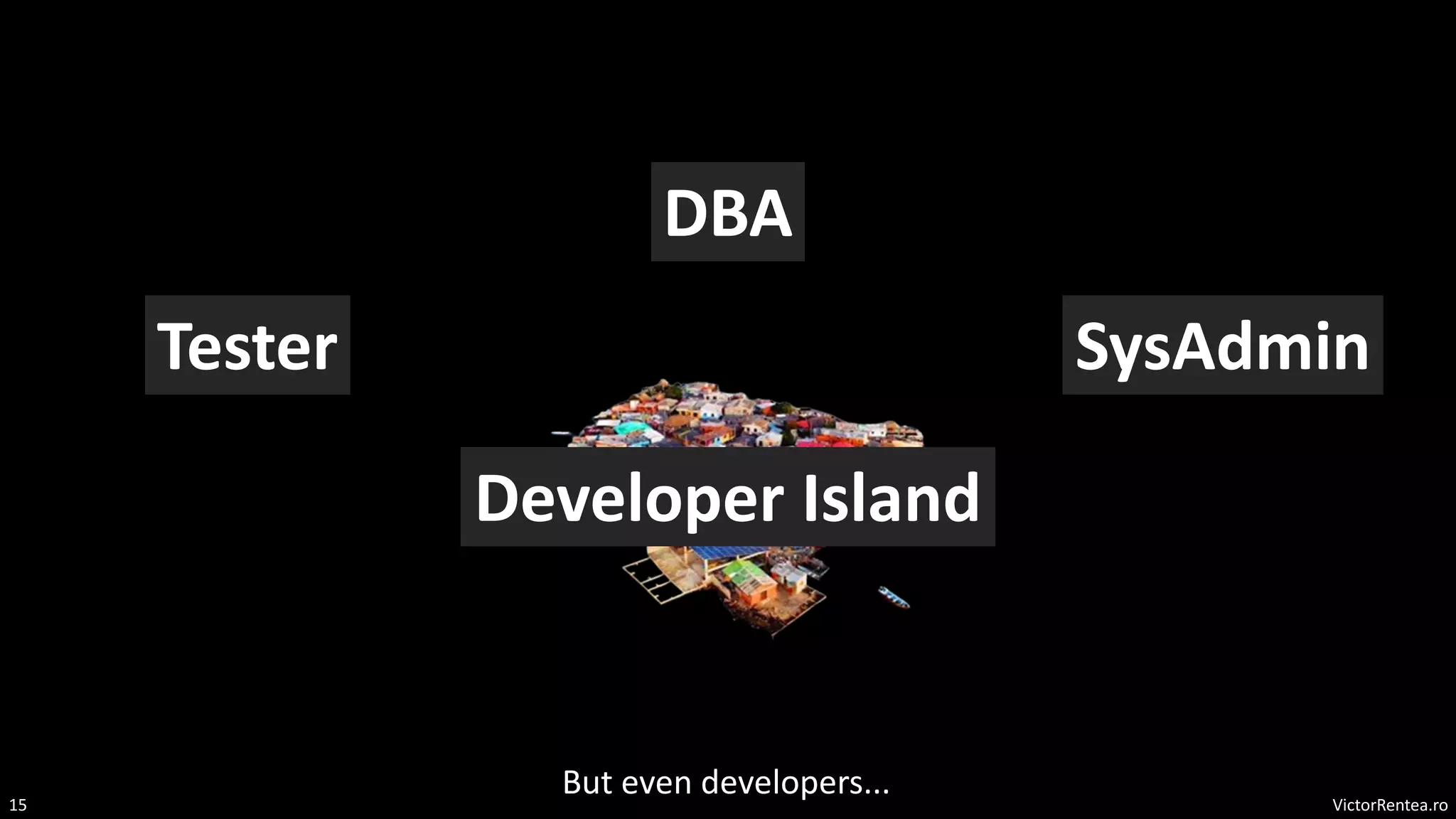VictorRentea.ro
15
Developer Island
Tester
DBA
SysAdmin
But even developers...
 
