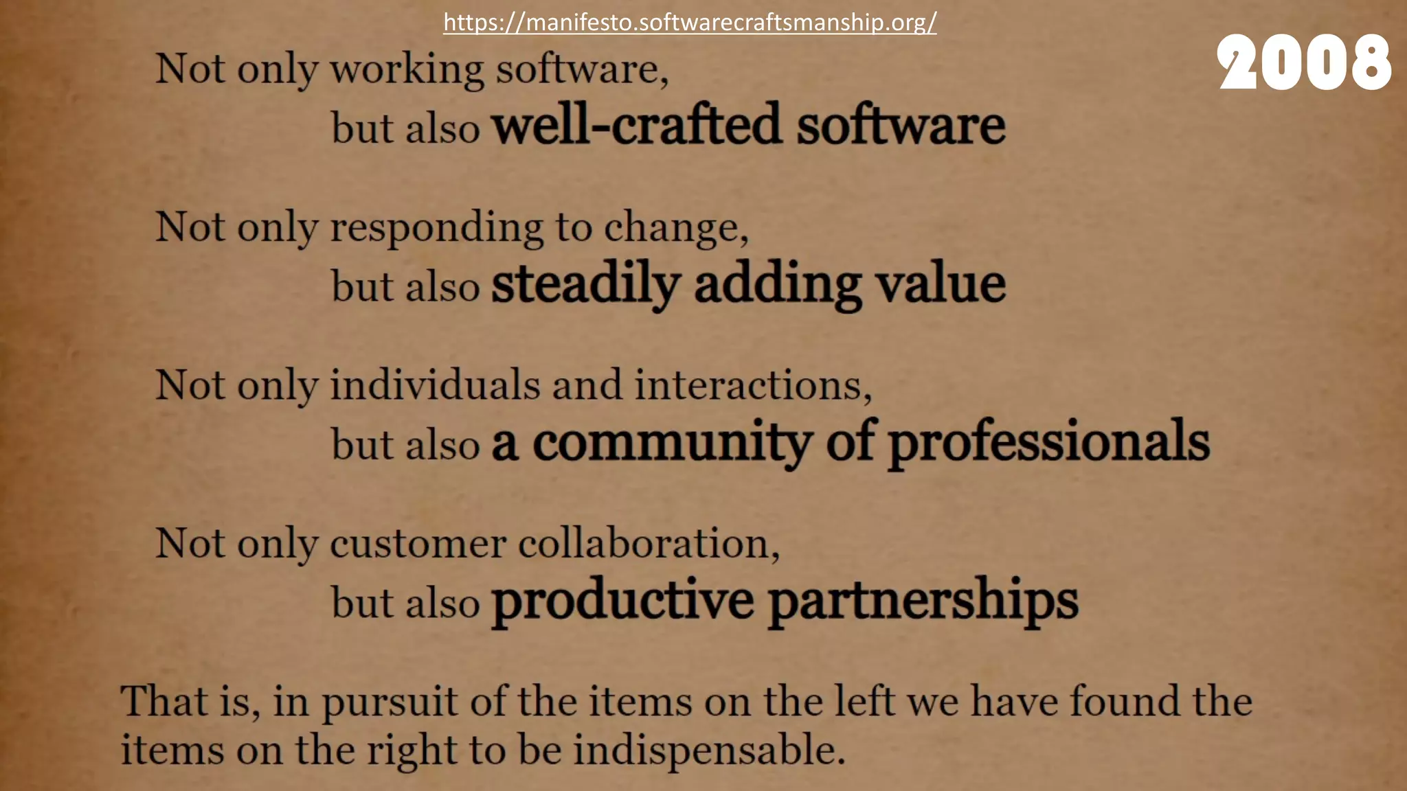 VictorRentea.ro
66
2008
https://manifesto.softwarecraftsmanship.org/
 