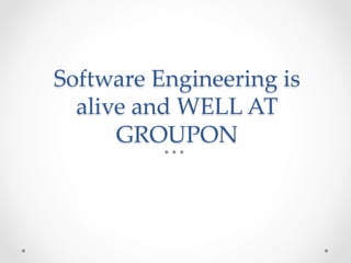 Software Craftsmanship vs Software Engineering (Lightning Talk) | PDF