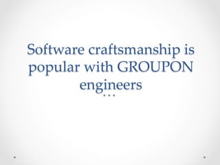 Software Craftsmanship vs Software Engineering (Lightning Talk) | PDF