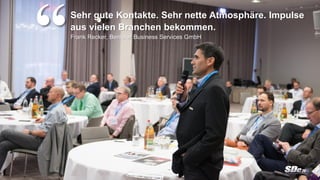 www.software-defined-strategies.comSoftware Defined Everything 2016 | 17. – 18. November 2016
Sehr gute Kontakte. Sehr nette Atmosphäre. Impulse
aus vielen Branchen bekommen.
Frank Recker, Benteler Business Services GmbH
“
 