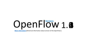 OpenFlow 01.1234
Versions
More information (Historical information about version of the OpenFlow )
 