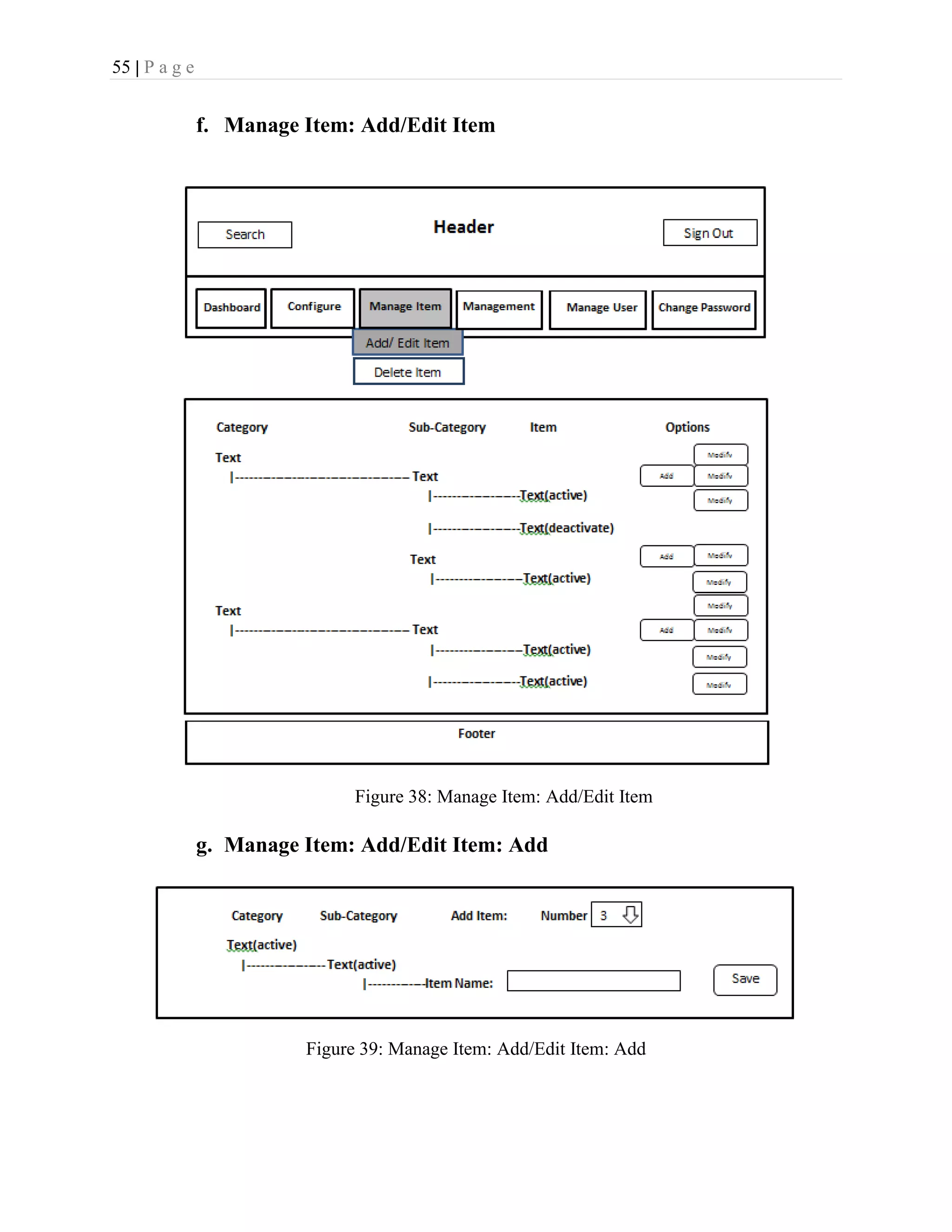 55 | P a g e
f. Manage Item: Add/Edit Item
Figure 38: Manage Item: Add/Edit Item
g. Manage Item: Add/Edit Item: Add
Figure 39: Manage Item: Add/Edit Item: Add
 