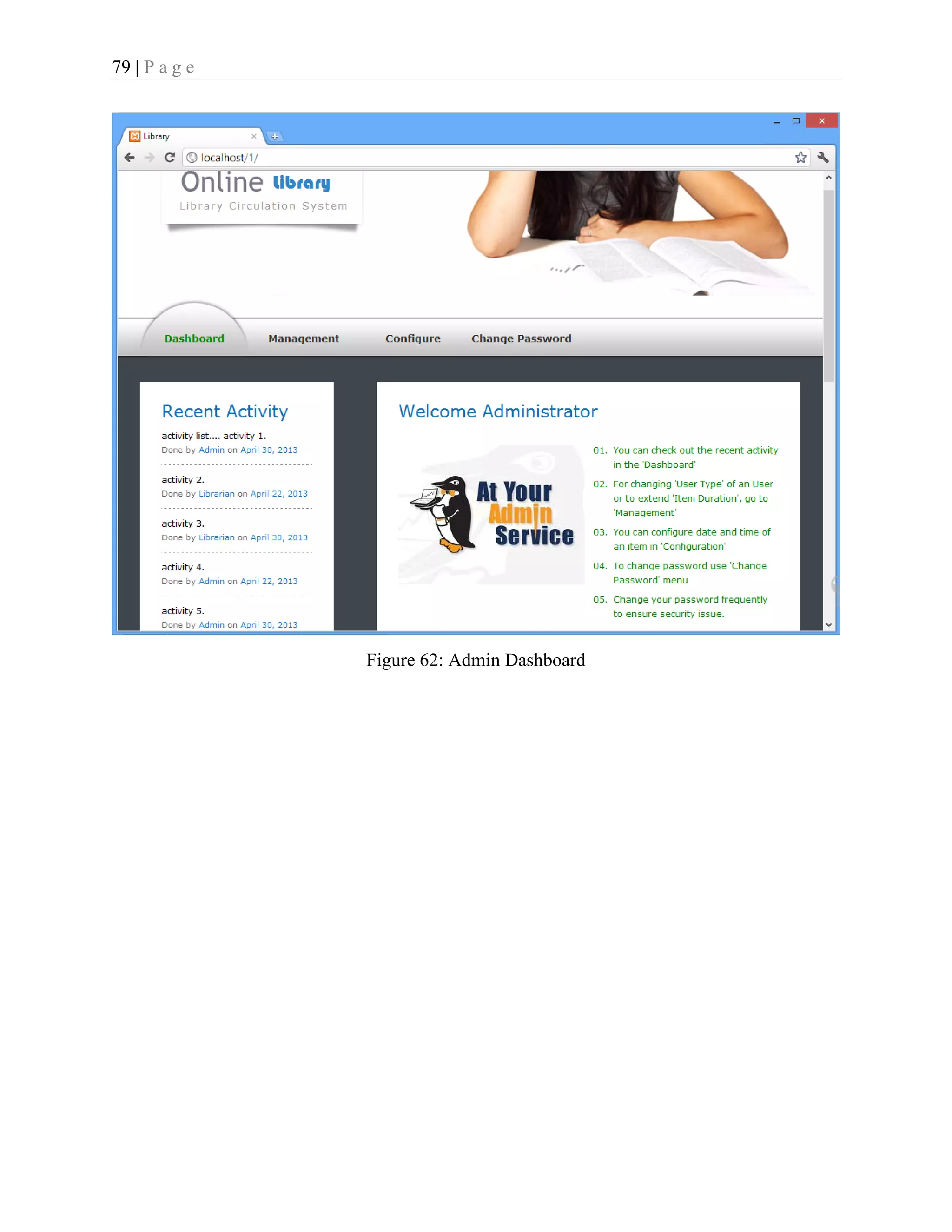 79 | P a g e
Figure 62: Admin Dashboard
 