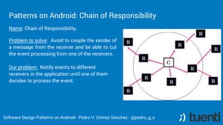 Patterns on Android: Chain of Responsibility
Software Design Patterns on Android - Pedro V. Gómez Sánchez - @pedro_g_s
Nam...
