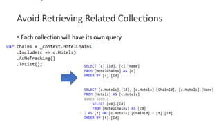 Avoid Retrieving Related Collections
• Each collection will have its own query
 