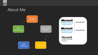 About Me
Software
Developer
Agile Team
Member
Team Lead
Agile
Advocate
SDLC
Implementer
 