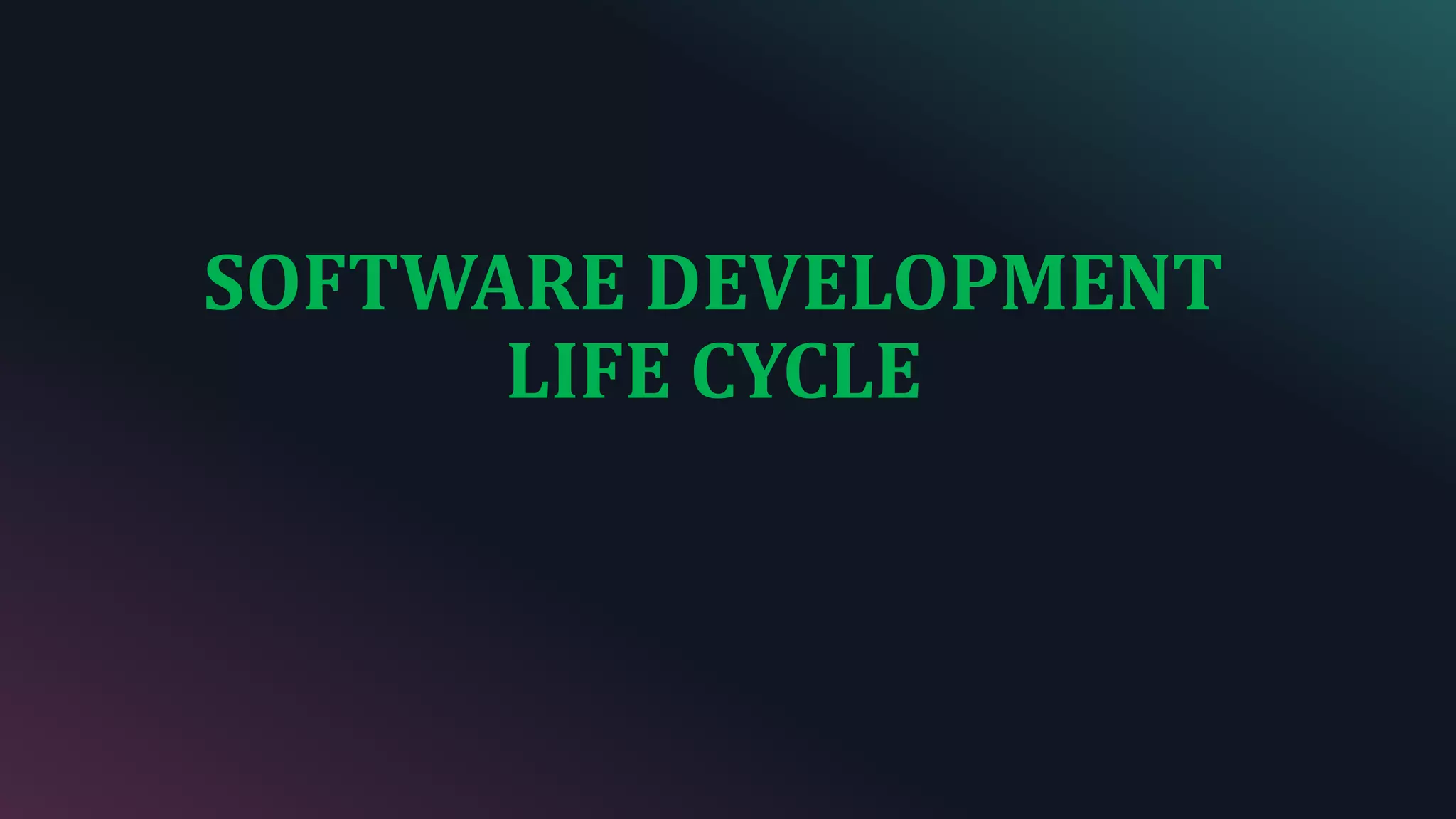 SOFTWARE DEVELOPMENT
LIFE CYCLE
 