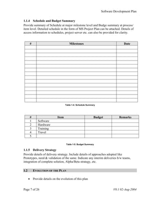 Software Development Plan