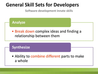 Software Development Technologies OverviewSoftware development is the process of using a programming language (and a method) to design a program that runs on a computer to perform or automate a given task.