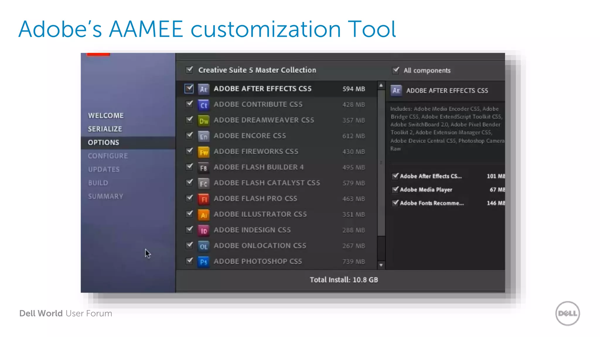 Dell World User Forum
Adobe’s AAMEE customization Tool
 