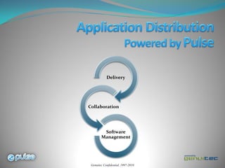 Delivery




Collaboration




         Software
        Management




 Genuitec Confidential, 1997-2010
 