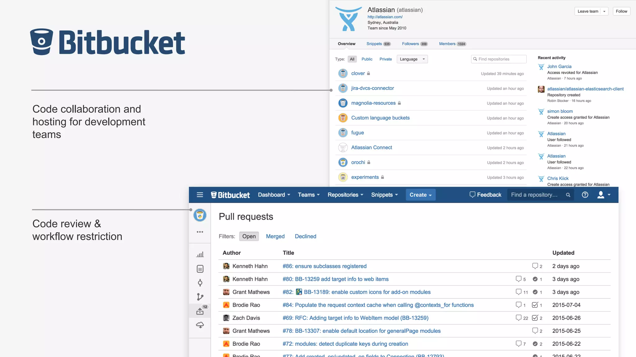 Code review &
workflow restriction
Code collaboration and
hosting for development
teams
 