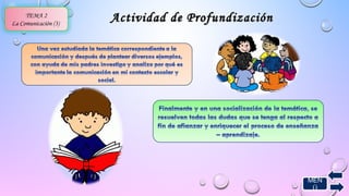 TEMA 2 
Actividad ddee PPrrooffuunnddiizzaacciióónn 
La Comunicación (3) MEN 
Ú 
 
