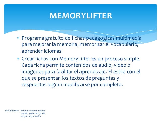 Image result for memorylifter caracteristicas