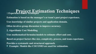 Comprehensive Overview of Project Estimation Techniques in Software ...