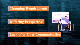 Changing Requirements
Differing Perspective
Lack of or Over Communication
 
